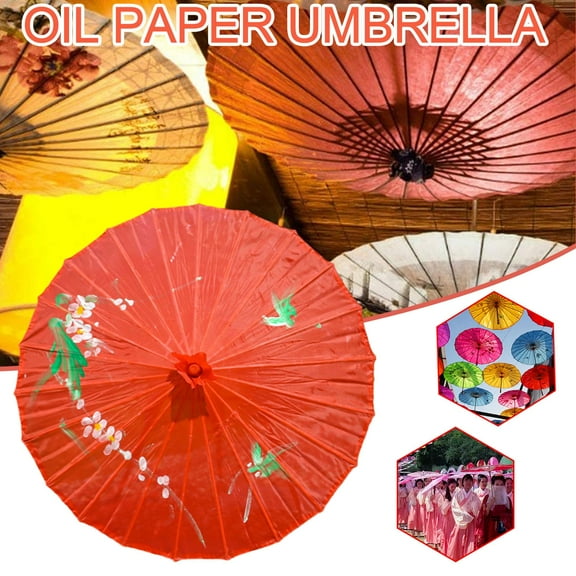 BETTERLIFE Chinese Classic Vintage Paper Umbrella Wedding Painted Prop Dance Parasol F5L0