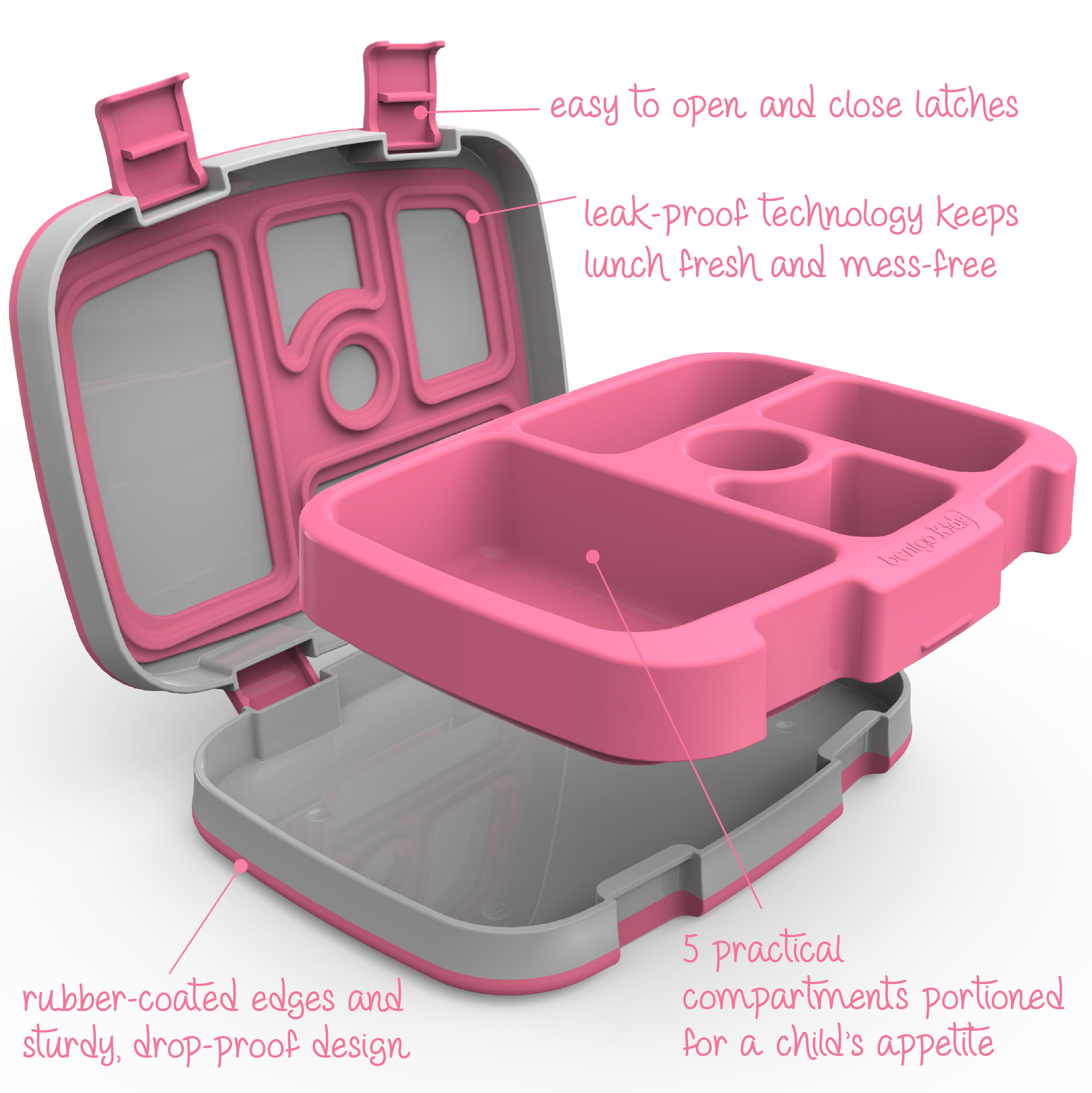  TIME4DEALS Stainless Steel Bento Lunch Box, Pink,  5-Compartment, Leak-Proof, 1000ML/34OZ, Ideal for Kids and Adults,  BPA-Free: Home & Kitchen