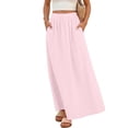 thumbnail image 1 of TaTaai Women's High Waist Maxi Skirt Solid Color Tie Detail Hollow Out Long Skirt Tiered Ruffle Hem Boho Summer Skirt Gift, 1 of 8