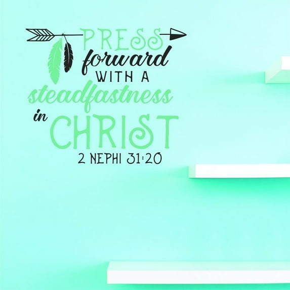 Custom Decals Press Forward With A Steadfastness In Christ Wall Art Size: 20 X 20 Inches Color: Multi
