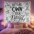 thumbnail image 2 of Monochromatic Scheme Hand with Drawn Doodle Stacked, Mystical Fantasy for Space Lovers, Aesthetic Wall Decor, Valentine'S Day Gift, Tapestry Wall Hanging for Dorm and Living Room, 2 of 7