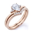 thumbnail image 3 of JeenMata Upside-Down .75 Carat Pear Shaped Real Diamond Chevron Wedding Ring Set in 10k Rose Gold, 3 of 6