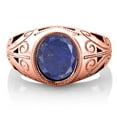 thumbnail image 3 of Gem Stone King 4.00 Ct Oval Blue Lapis 18K Rose Gold Plated Silver Dad Father's Day Gift Men'sRing, 3 of 5