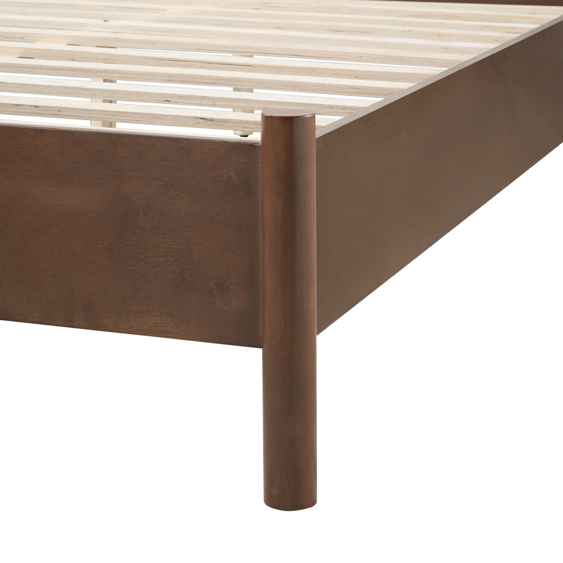 Christopher Knight Home Modern Queen Platform Bed Frame, Thick Rounded Upholstered Headboard, Walnut