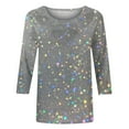thumbnail image 5 of Plus Size Womens Tops Fashion Glitter Print 3/4 Sleeve T Shirts Going Out Casual Basic Tees Blouses, 5 of 5