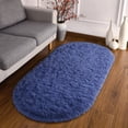 thumbnail image 3 of Homore Ultra Soft Modern Oval Rugs for Bedroom, 2.6' x 5.3' , Light Navy, 3 of 6
