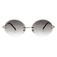 thumbnail image 2 of Rimless Oval Sunglasses Gold Frame Smoke Beveled Lens Unisex UV 400, 2 of 4