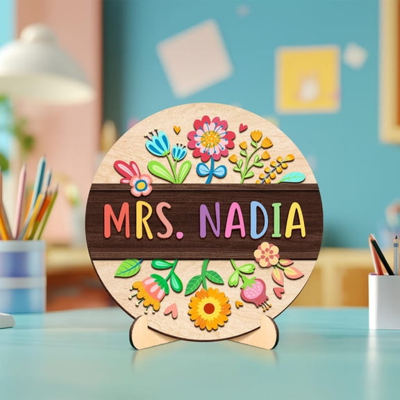 Teacher Appreciation Gift – 3D Floral Teacher Door Hanger, Custom Teacher Name Classroom Decor, Back to School Welcome Sign & Teacher Gift