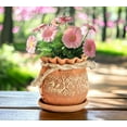 thumbnail image 2 of STP GOODS Birds Handmade Ceramic Planter with Drainage Hole and Saucer 5.5x5.1" Indoor/Outdoor Decorative Flower Planter Hand-Painted Flower Pot Clay Succulent Pot, 2 of 6