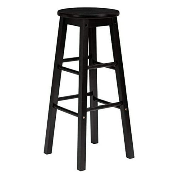 PJ Wood Classic Round-Seat 24 Inch Kitchen Stools, Black, Set of 2