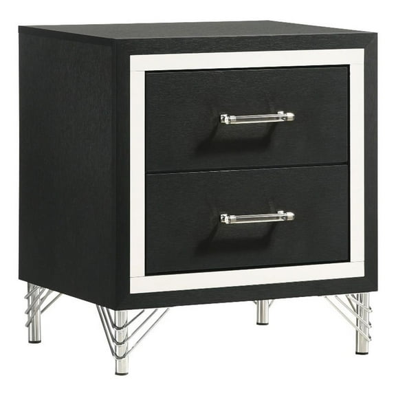 Lucia 2-drawer Nightstand Bedside Table Black