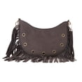 thumbnail image 1 of Bolso Bandolera Cuero Vintage Con Flecos Y para Mujer (gris), 1 of 6