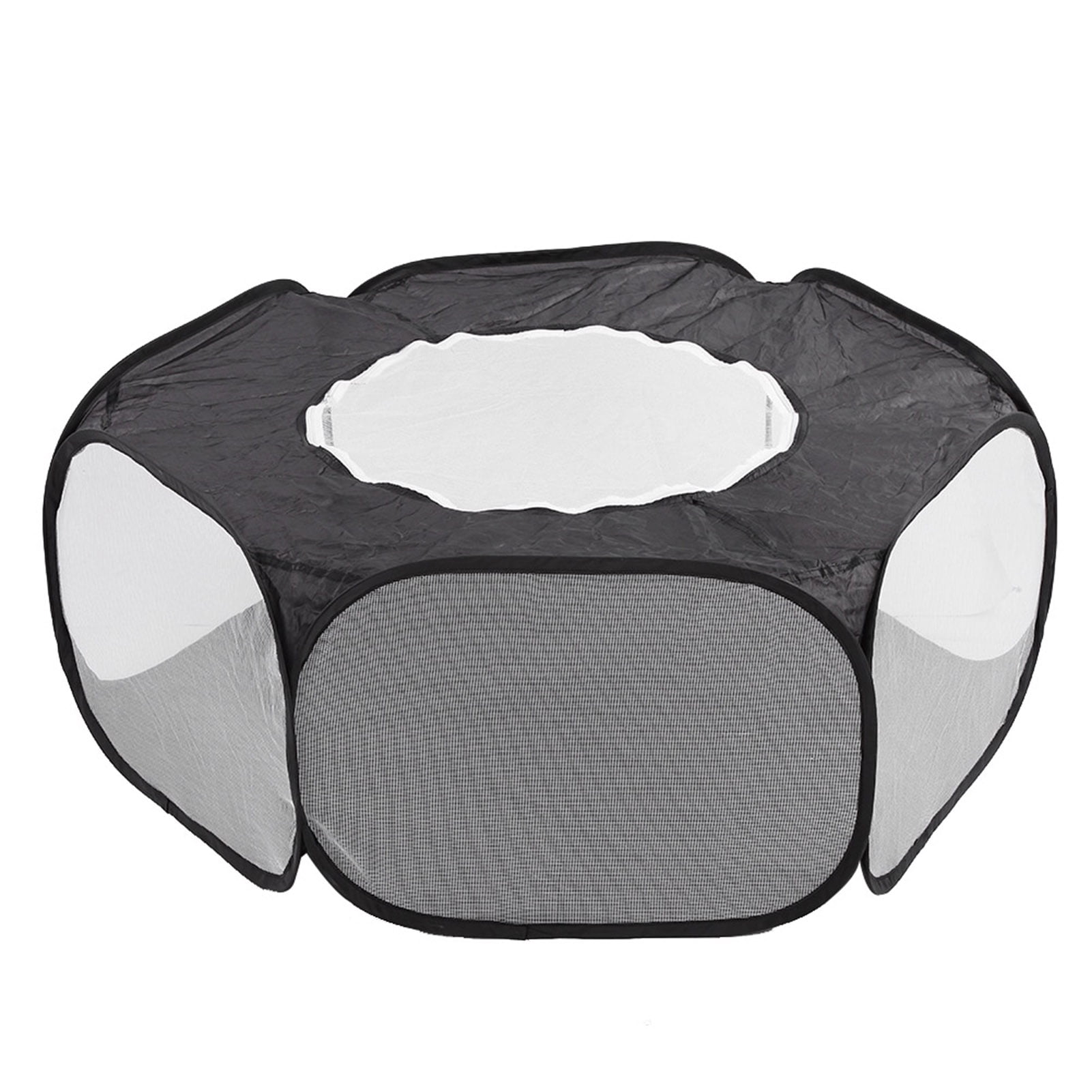NFTIGB Portable Small Pet Playpen Foldable Mesh Animals Cage Tent for Indoor Outdoor Puppy Cat Rabbit Exercise, 23x23x7 Inches / 58.4x58.4x17.8 cm Black