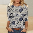 thumbnail image 3 of VBVC Women's 3/4 Sleeve Vintage Floral Tops,Ladies Lightweight Boho Pullover,Workout T-Shirts for Women,Multicolor,Size XL, 3 of 6