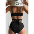 thumbnail image 5 of Women's High Waist Bikini Set Cross Back Tummy Control Two Piece Swimsuit Cover Belly Beach Swimwear for Vacation,Black,L, 5 of 9