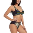 thumbnail image 2 of Wukai Boho Owl Women's Bikini Set Two Piece,wimsuit High Waisted V Neck Twist Front Adjustable Spaghetti Straps Bathing Suit-Large, 2 of 7