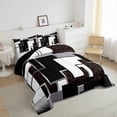 thumbnail image 4 of Dark Brown Cheetah Print Bedding Set Black Silver Gray Abstract Geometric Comforter Set Queen Adults Men,Leopard Grids Down Comforter Wildlife Check Bed Set Room Decor, 4 of 6
