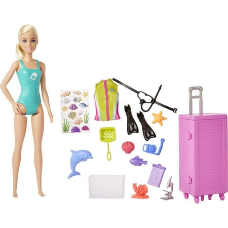 Barbie - Marine Biologist Blonde 8.6" Doll and Playset - Multicolor