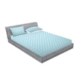 thumbnail image 2 of Ambesonne Modern Fitted Sheet & Pillow Sham Set, Wavy Water Lines Circled, Queen, Pale Blue and White, 2 of 2
