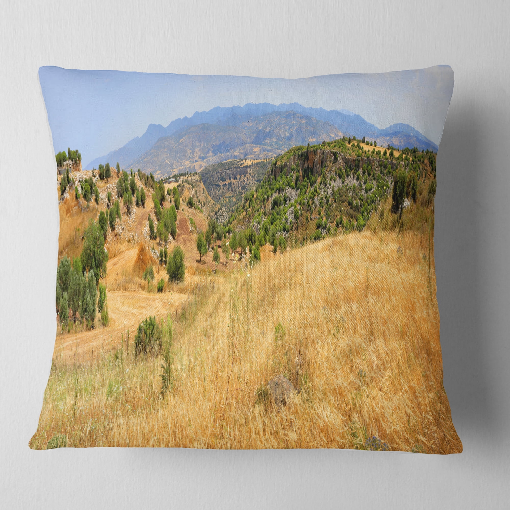 Designart Cyprus Landscape Panoramic View - Landscape Printed Throw Pillow - 18x18