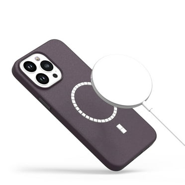 For iPhone 15 Pro PU Leather with inner [Magnetic Circle] Colored Metal Buttons - Dark Cherry