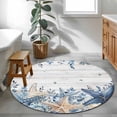thumbnail image 4 of Blue Starfish Coastal Round Area Rug 4ft, Eucalyptus Summer Nautical Shell Wooden Washable Non-Slip Circle Rugs for Bedroom Living Room Kitchen, Soft Non Shedding Circle Carpet for Dining Room Dorm, 4 of 9
