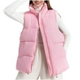 thumbnail image 2 of Fanxing Womens Puffer Vest Sleeveless Winter Quilted Jackets Zip Up Coats Stand Collar Padded Outerwear with Pocket Pink 2XL, 2 of 6