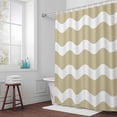 thumbnail image 5 of Light Brown and White Stripes Fabric Shower Curtain Sea Wave Washable Shower Curtains for Bathroom, Waterproof Bath Curtain with Hooks Home Decor 72x72in, 5 of 8