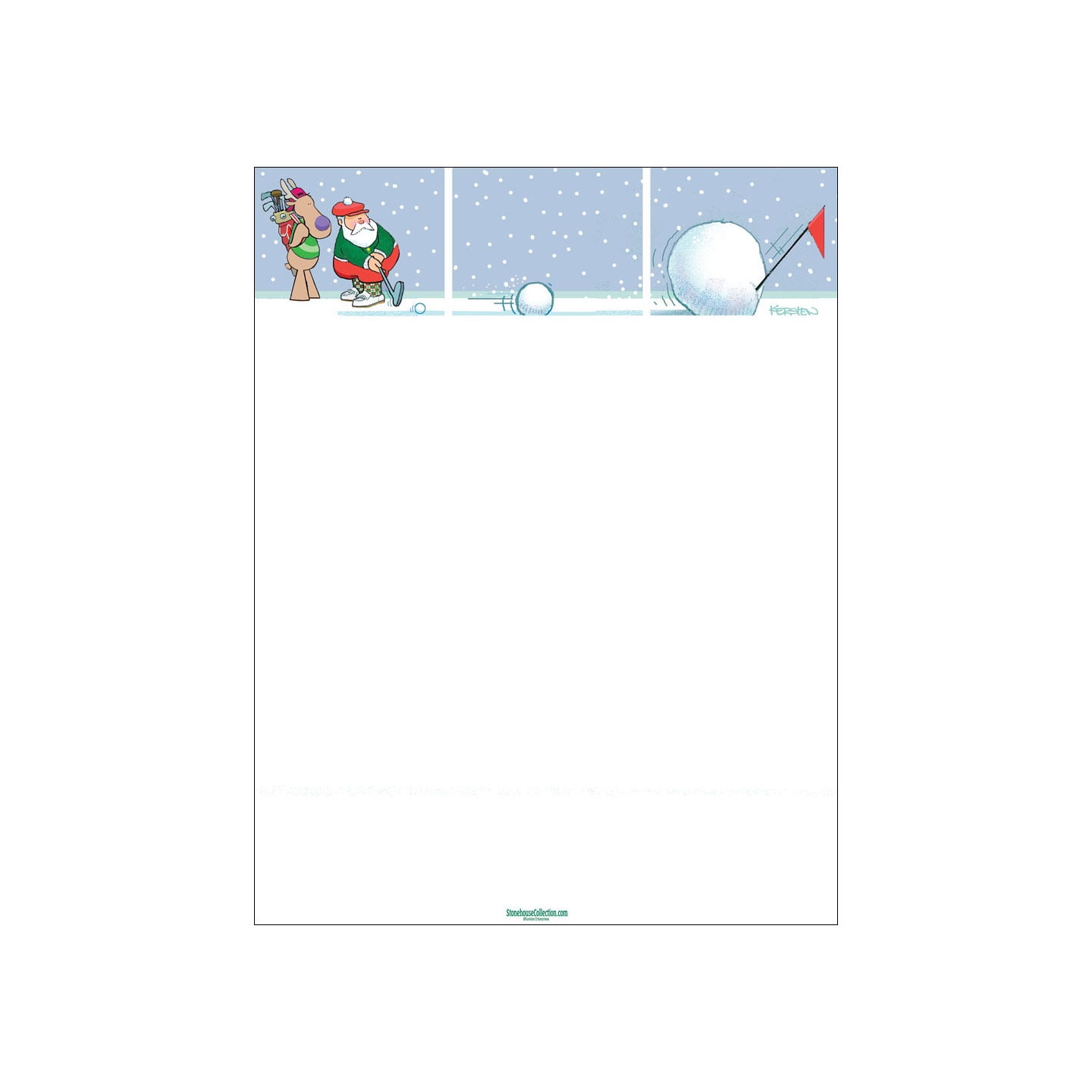 Funny Golf Holiday Letterhead Paper - Christmas Golf Stationery - 60 Holiday Sheets Per Pack