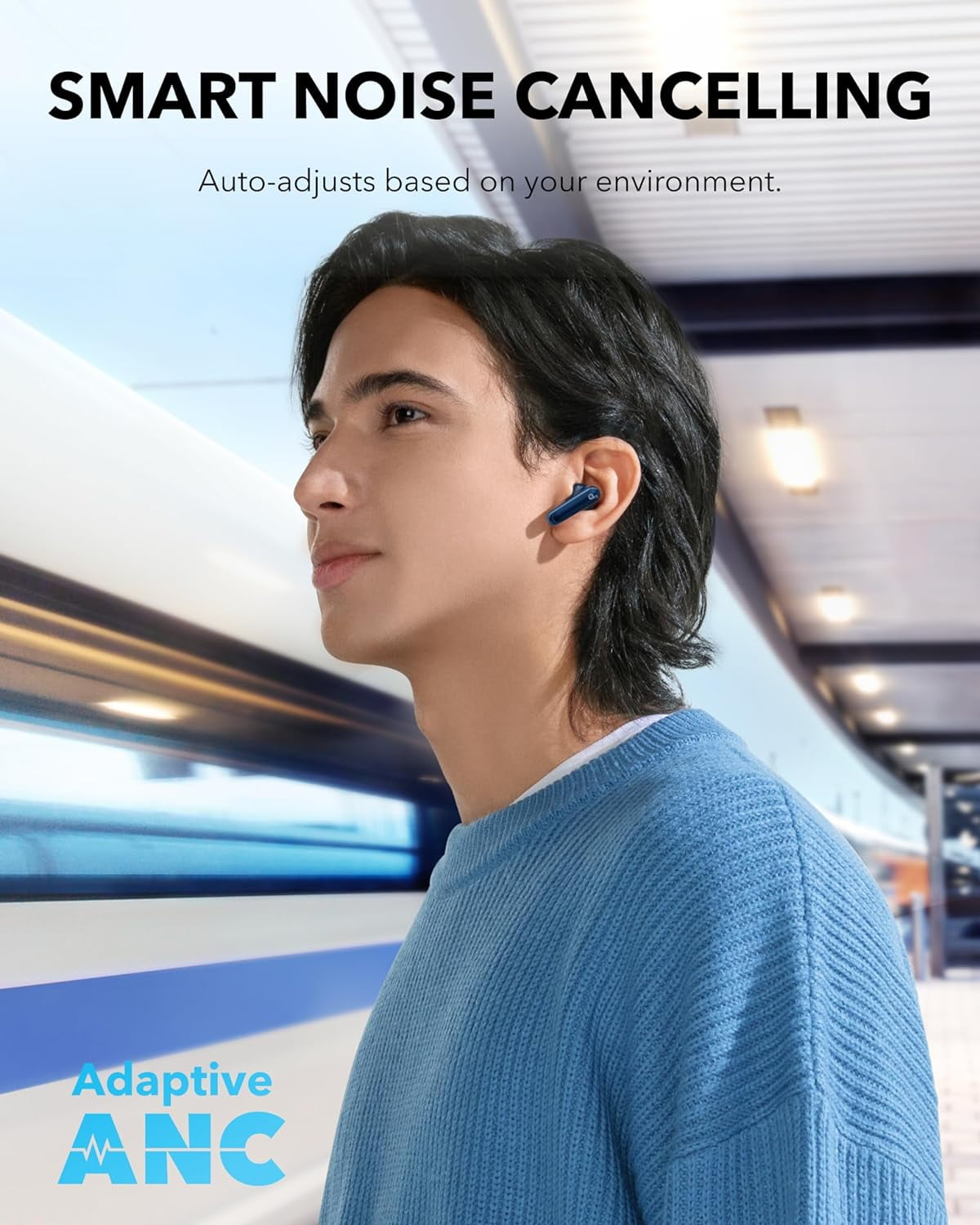 Soundcore Noise Cancelling Wireless Bluetooth In-Ear Earbuds, Blue