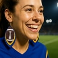 thumbnail image 3 of Football Leather Earrings Glitter - Gold Earrings - Football Accessories (Yellow & Royal Blue), 3 of 9