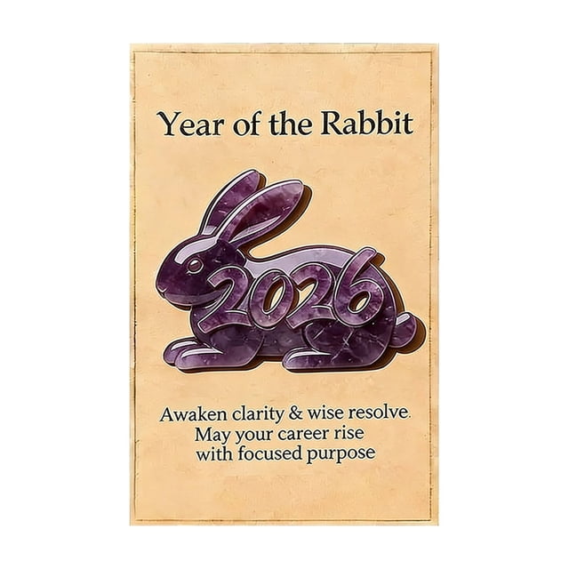 Purple Compact Plastic Pocket-Sized Card With 2026 Easter Bunny Design Includes Greeting Card For Birthdays Holidays Keepsake Messages