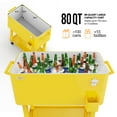 thumbnail image 4 of Ktaxon 80 Qt Rolling Ice Chest Cooler Cart Outdoor Trolley with Storage Shelf, Bottle Opener & Cap Collector for 48 Hour Cold Drinks,Lemon Yellow, 4 of 8
