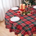 thumbnail image 2 of Christmas Tablecloth Round 70 Inch Red Green Christmas Plaid Tablecloth - Polyester Winter Xmas Festive Holiday Checkered Gingham Table Cloth Circle Washable Waterproof for Holiday Party Dining Décor, 2 of 8