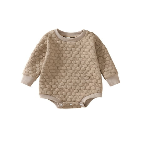 

Seyurigaoka Baby Boys Girls Winter Warm Romper Tops Casual Long Sleeve Solid Color Quilted Bodysuit One-Piece Clothes