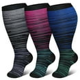 thumbnail image 2 of LOVEVER 3 Pairs Plus Size Compression Socks for Women and Men Wide Calf Extra Knee High Support for Circulation-Style 4-2XL, 2 of 6