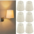 thumbnail image 3 of 6 Pcs Chandelier Lamp Shades 5 Inch, Mini Barrel Lampshades Clip On for Table Lamp Wall Lamp Replacement, Natural Linen Mini Lamp Shade, 3.5x5x5.5in (Top Height Bottom), 3 of 7