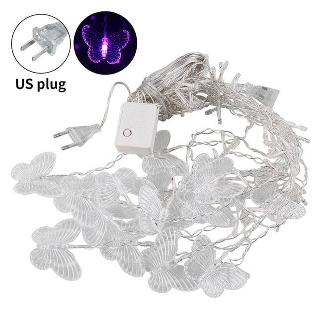 Cadena de luz LED de 3,5 m para fiesta de boda al aire libre, cadena de lámpara decorativa, decoración navideña, luz de decoración de vacaciones, enchufe de EE. UU. Y 110 V púrpura Noticed HA001512-10B