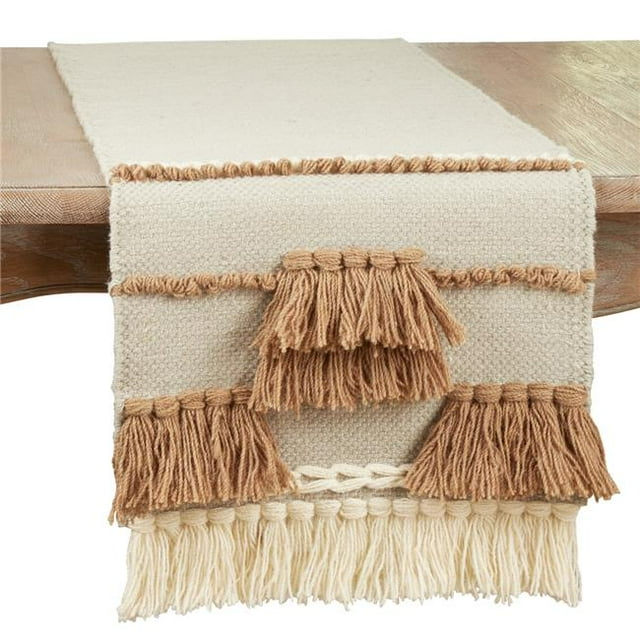 Saro Lifestyle Textured Boho Table Runner 16 x 72 in. Natural