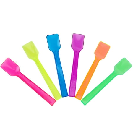 Frozen Dessert Supplies Mixed Transparent Gelato Spoons - 4 Inch Mini Plastic Taster Spoons for Sampling Food - Shovel Ice Cream Tasting Spoons - Beautiful Colors & Fast Shipping! 100 (Best Fast Food Dessert)