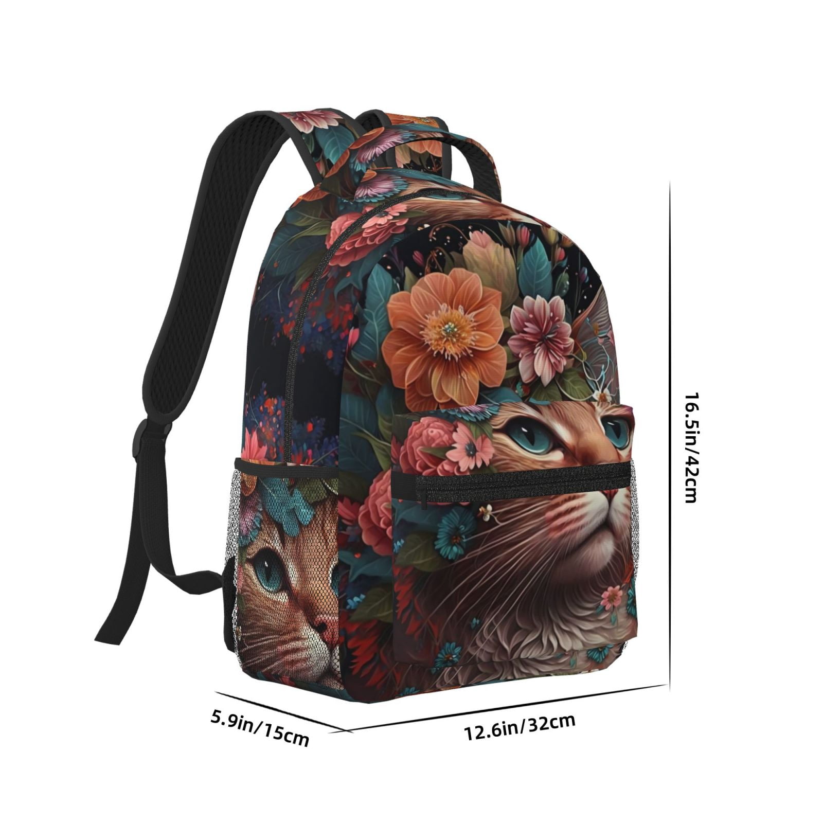Xecao Flower Crown Cat Travel Backpack: A spacious, stylish computer backpack ideal for men and women, perfect for college, school, or daily travels