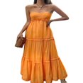 thumbnail image 1 of Women Strapless A-Line Formal Dress Ruffle Hem Backless Evening Gown, 1 of 8