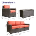 thumbnail image 2 of Krikacy 6-PCS Outdoor Wicker Modular Sofa Chair Set w/Cabinet Coffee table, All-Weather HDPE, Orange, 2 of 7