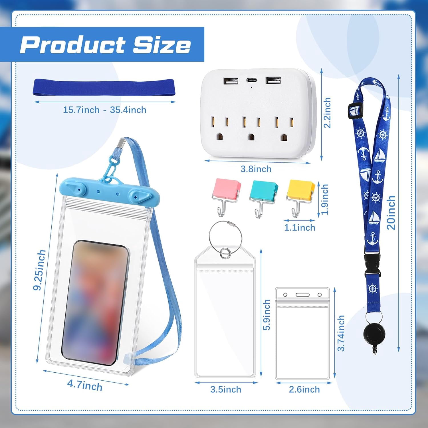 22 Pcs Carnival Essentials Cruise Accessories Kit Include Cruise Luggage Tags Holder Cruise Lanyards for Ship Card Magnetic Hook Waterproof Phone Bag Towel Band and Power Strip(Bright Color)