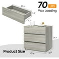 thumbnail image 5 of 3 Drawer Dresser, Wood Nightstand for Bedroom, Modern Closet Drawers Stackable Storage Cabinet for Entryway, Small Dresser Drawer Chest for Hallway, Office, 23.6''W, Grey Oak, 5 of 5
