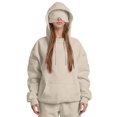 thumbnail image 2 of Women Hoodies with Eye Mask Oversized Long Sleeve Comfy Casual Basic Pullover Sweatshirts Fall Outfits Y2K Clothes Apricot Color 4XL, 2 of 7