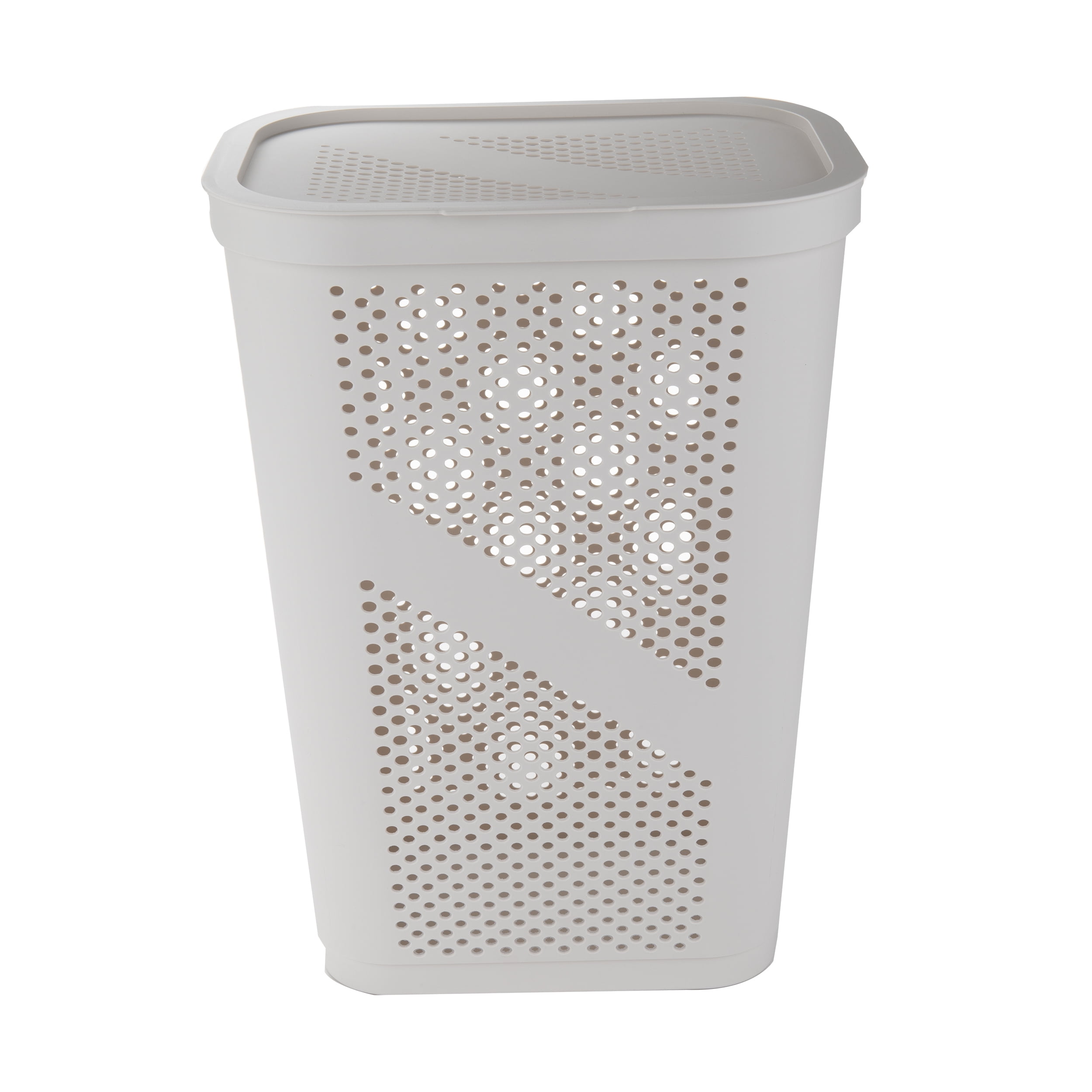 Mind Reader Perforated Plastic Hamper 60 Liter/16 Gallon, Lightweight Hamper, Ivory Laundry
