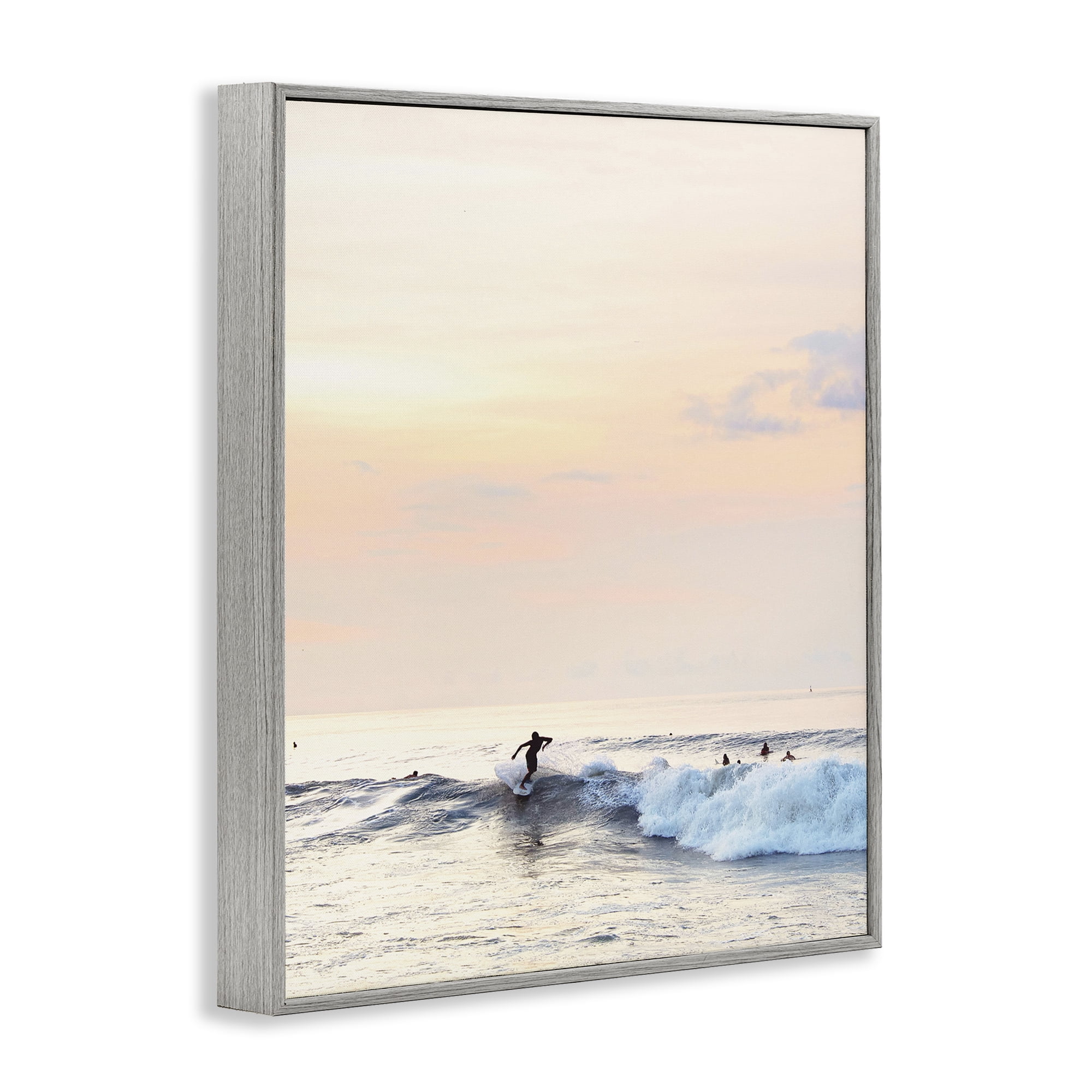 Stupell Industries Sunset Surfer Landscape Coastal Photography Gray Framed Art Print Wall Art, 24 x 30