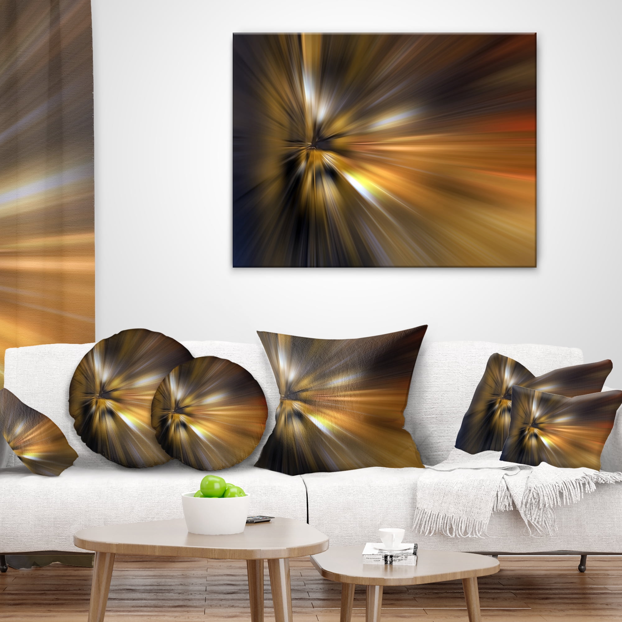 Designart Glowing Brown Focus Light - Abstract Throw Pillow - 12x20