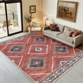 thumbnail image 3 of NewBuros 5'x7' Area Rugs for Living Room, Non-Slip Machine Washable Rugs, Soft Stain Resistant Low Pile Vintage Distressed Print Western Indoor Carpet, Red, 3 of 12